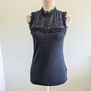 New H&M Sleeveless Lace Navy Top
